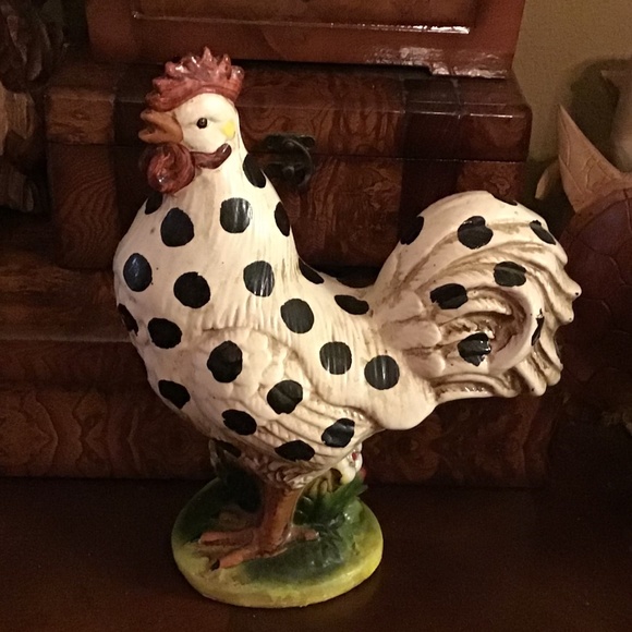 SALEVintage hand painted Italian polka dot rooster - Picture 1 of 6